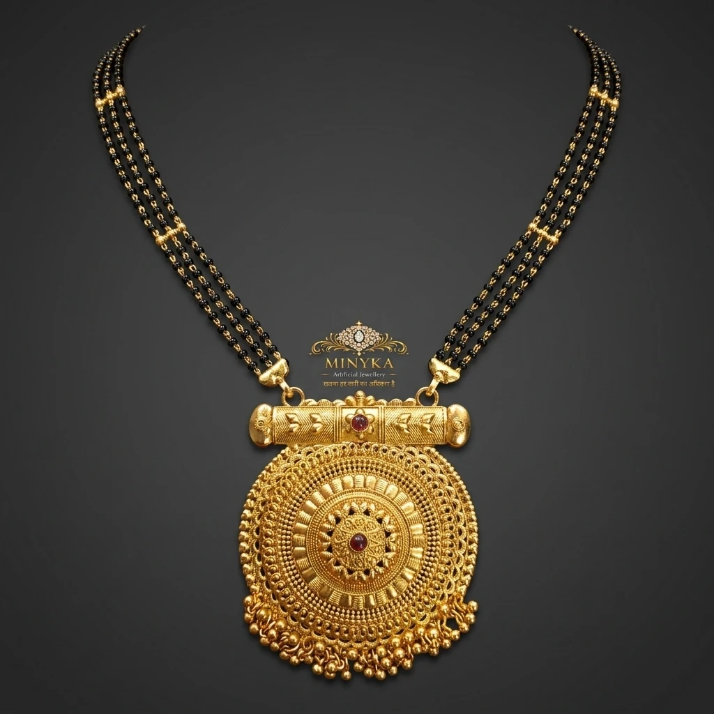 Minyka Gram Gold Matte Finish Traditional Mangalsutra