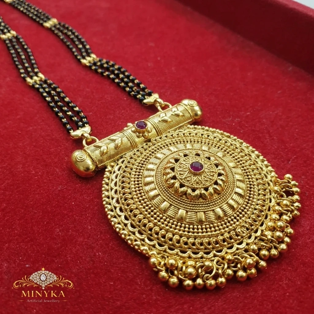 Minyka Gram Gold Matte Finish Traditional Mangalsutra - Image 4