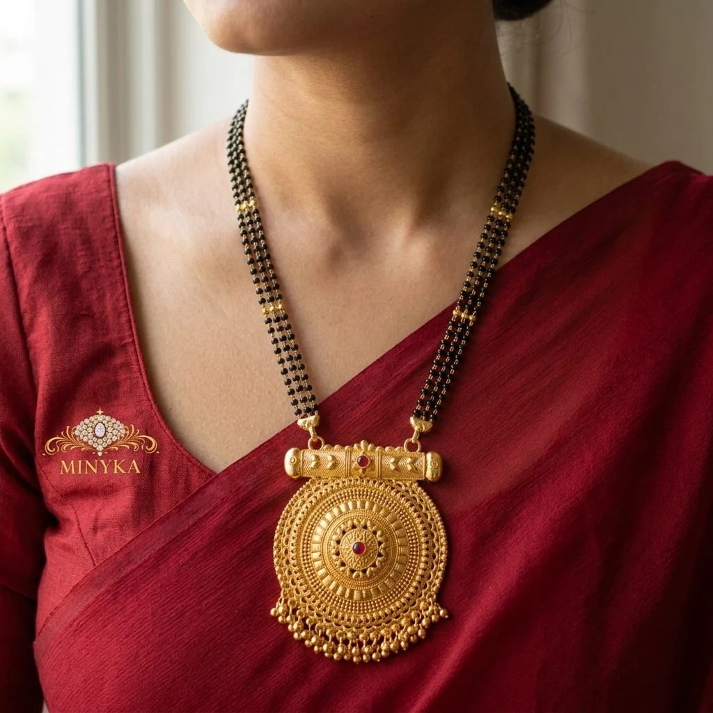 Minyka Gram Gold Matte Finish Traditional Mangalsutra - Image 3