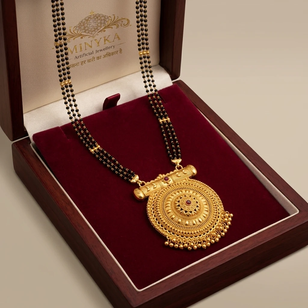 Minyka Gram Gold Matte Finish Traditional Mangalsutra - Image 2