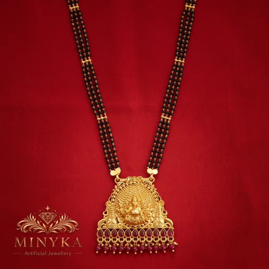 minyka-gram-gold-matte-finish-goddess-lakshmi-traditional-mangalsutra