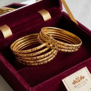 Minyka Classic Gold-Finish Designer Bangles – Traditional 4 & 8 Pcs Set